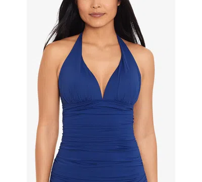 Ralph Lauren Beach Club Solid Molded Cup Halter Tankini Top In Sapphire