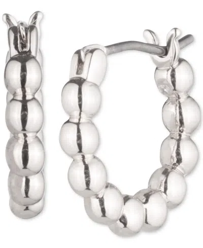 Ralph Lauren Beaded Small Hoop Earrings, 0.54" In Silver