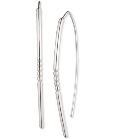 Ralph Lauren Beaded Threader Drop Earrings In Silver