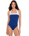 Ralph Lauren Lauren By  Bel Air Skirted One-piece Swimsuit In Sapphire
