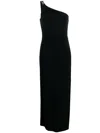 Ralph Lauren One-shoulder Midi Dress In Black