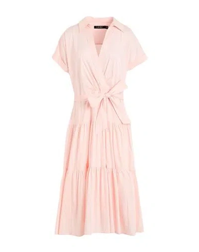 Lauren Ralph Lauren Belted Cotton-blend Tiered Dress In Pink Opal