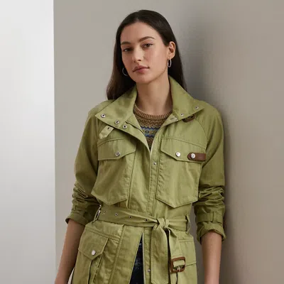 Ralph Lauren Belted Cotton-blend Twill Field Jacket In Light Olive