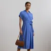 Ralph Lauren Belted Crepe Dress In Soft Lazuli