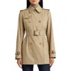 Ralph Lauren Lauren  Belted Double Breasted Trench Coat With Faux Leather Trim In Birch Tan