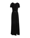 Ralph Lauren Belted Georgette Flutter-sleeve Gown In Black