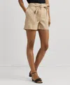Ralph Lauren Belted Linen Shorts In Birch Tan