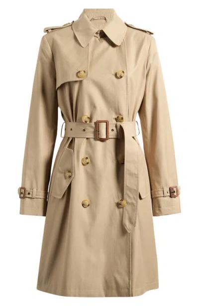 Ralph Lauren Lauren  Belted Water Resistant Double Breasted Trench Coat In Birch Tan