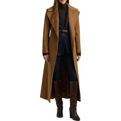 Ralph Lauren Lauren  Belted Wool Blend Wrap Coat In New Vicuna