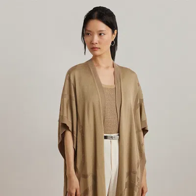Ralph Lauren Belting-motif Jacquard Ruana In Brown