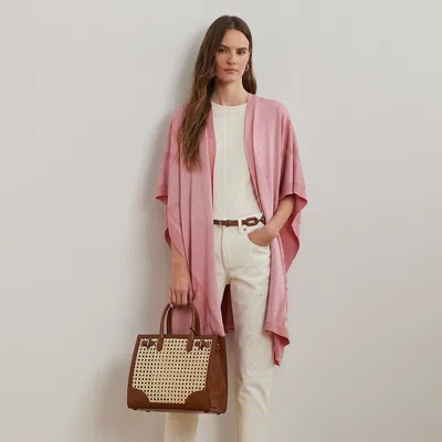 Ralph Lauren Belting-motif Jacquard Ruana In Pink
