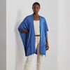 Ralph Lauren Belting-motif Jacquard Ruana In Sky Blue