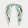 Ralph Lauren Belting-print Paisley Silk Square Scarf In Green