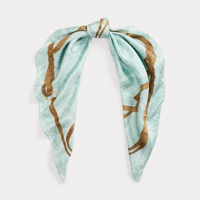 Ralph Lauren Belting-print Paisley Silk Square Scarf In Green