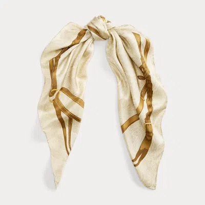 Ralph Lauren Belting-print Paisley Silk Square Scarf In Neutral