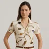 RALPH LAUREN BELTING-PRINT STRETCH PIQUÉ POLO SHIRT
