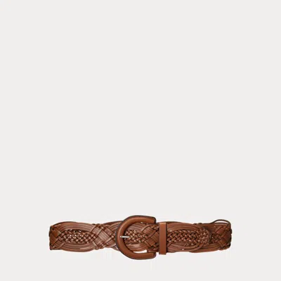 Ralph Lauren Braided Leather Wide Belt In Lauren Tan