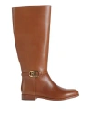 Ralph Lauren Lauren  Bridgette Burnished Leather Tall Boot Woman Boot Tan Size 6.5 Bovine Leather In Brown