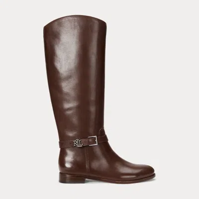 Ralph Lauren Brooke Burnished Leather Riding Boot In Dark Mahogany