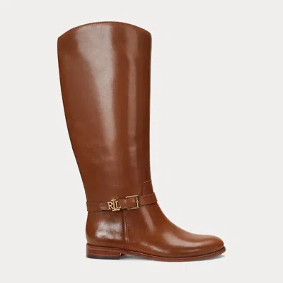 Ralph Lauren Brooke Burnished Leather Riding Boot In Deep Saddle Tan