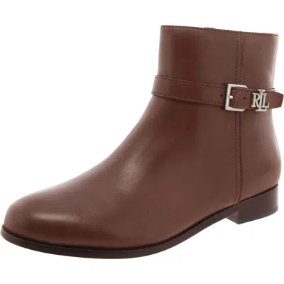 Ralph Lauren Brooke Womens Leather Ankle Booties In Multi