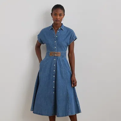 Ralph Lauren Buckle-trim Denim Shirtdress In Opal Wash