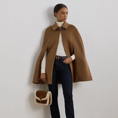 Ralph Lauren Buckle-trim Wool-blend Cape In New Vicuna