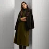 Ralph Lauren Button-front Micro-sanded Twill Skirt In Botanic Green