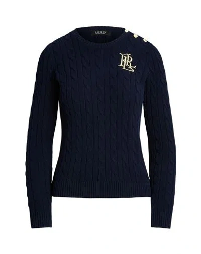 Ralph Lauren Lauren  Button-trim Cable-knit Cotton Sweater Woman Sweater Navy Size L Cotton