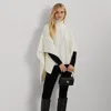 Ralph Lauren Button-trim Cable-knit Mockneck Poncho In Cream