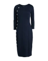 Ralph Lauren Button-trim Rib-knit Cotton-blend Dress In Navy Blue