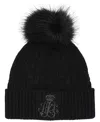 Ralph Lauren Cable Hat With Direct Embroidery And Stones In Black