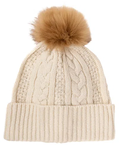 Ralph Lauren Cable Hat With Direct Embroidery And Stones In Cream