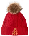 Ralph Lauren Cable Hat With Direct Embroidery And Stones In Martin Red