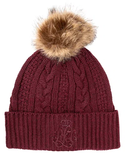 Ralph Lauren Cable Hat With Direct Embroidery And Stones In Pinot Noir