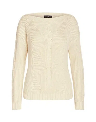 Lauren Ralph Lauren Cable-knit Cotton-blend Sweater Woman Sweater Ivory Size M Cotton, Viscose In Neutral