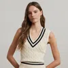 Ralph Lauren Cable-knit Cotton Cricket Sweater Vest In Mascarpone Cream/black