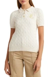 Ralph Lauren Cable-knit Cotton Polo Sweater In Mascarpone Cream