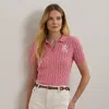 Ralph Lauren Cable-knit Cotton Polo Sweater In Rose Mauve
