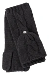 Ralph Lauren Lauren  Cable Knit Pop Top Mittens In Faded Black