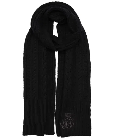 RALPH LAUREN CABLE SCARF WITH DIRECT EMBROIDERY AND STONES