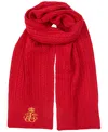 Ralph Lauren Cable Scarf With Direct Embroidery And Stones In Martin Red