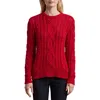 Ralph Lauren Women's Aran-knit Cotton-blend Crewneck Sweater, Regular & Petite In Festive Red