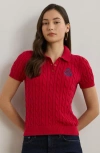 Ralph Lauren Anchor-logo Cable-knit Polo Sweater In Festive Red