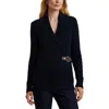 Ralph Lauren Lauren  Cable Stitch Cotton Wrap Cardigan In Lauren Navy