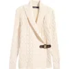Ralph Lauren Lauren  Cable Stitch Cotton Wrap Cardigan In Mascarpone Cream