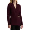 Ralph Lauren Lauren  Cable Stitch Cotton Wrap Cardigan In Pinot Noir