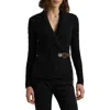 Ralph Lauren Lauren  Cable Stitch Cotton Wrap Cardigan In Polo Black