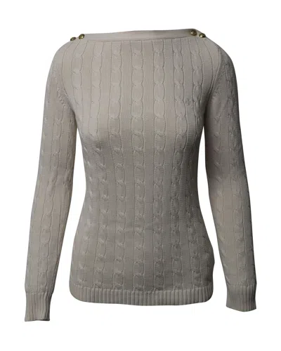 Ralph Lauren Cableknit Sweater In Cream Cotton In White