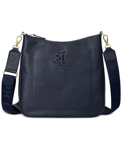 Ralph Lauren Cameryn Pebbled Leather Crossbody In Navy
